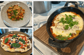 Romana pizza, spinach and ricotta caneloni, chicken burger and rigatoni bolanese at the new Marco Pierre White restaurant in Blackpool