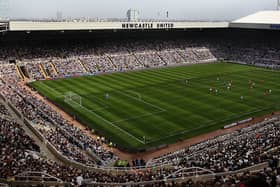 The old Newcastle United lettering on the East Stand (Photo by Stu Forster/Getty Images)