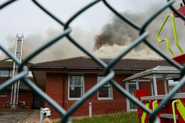 Smoke at Warbreck House in Blackpool earlier today