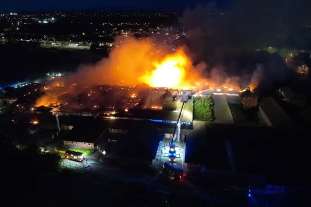 Ten fire engines and numerous specialist appliances initially responded to the incident (Credit: Lancashire Fire and Rescue Service)