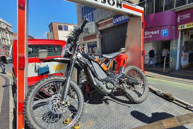 Police seized this e-bike - and arrested the person riding it in Blackpool- after a flood of complaints (Credit: Lancashire Police)
