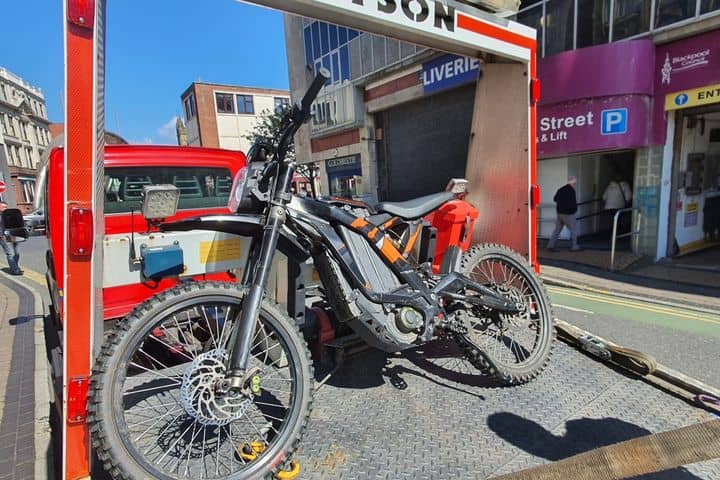 Police seized this e-bike - and arrested the person riding it in Blackpool- after a flood of complaints. Photo: Lancashire Police