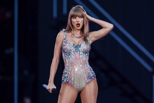 American singer and songwriter Taylor Swift performs on stage as part of her Eras Tour in Lisbon on May 24, 2024. (Photo by ANDRE DIAS NOBRE/AFP via Getty Images)