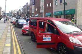 Taxi drivers stage a protest in Blackpool