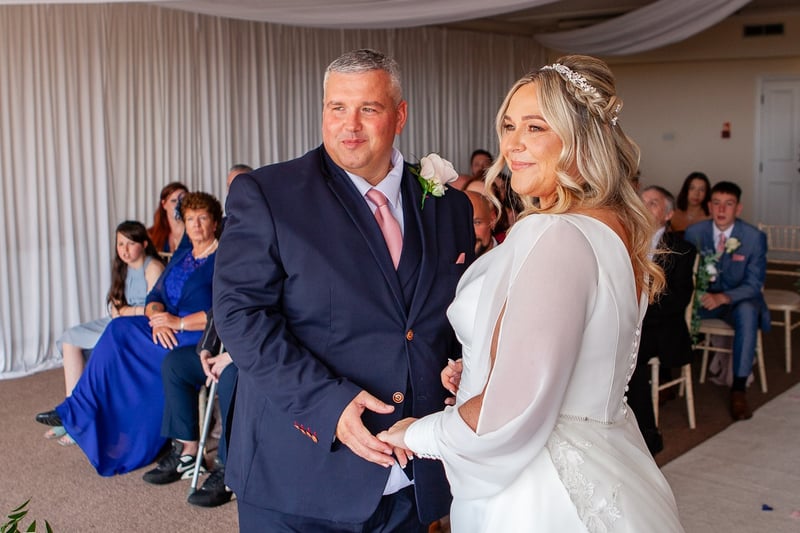 Alan Varley and Leanne Burgess who married at the Dalmeny Hotel in St Annes