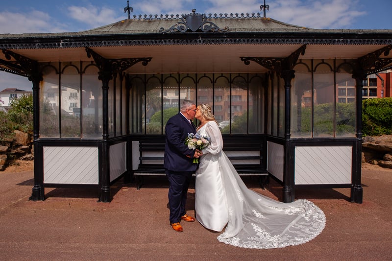 Sealed with a kiss. They are pictured after the ceremony where they walked in to 'A Thousand Years'. Everything went smoothly but the both messed up the same line - I do solemnly declare!