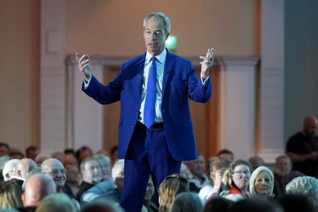 Nigel Farage, Leader of Reform UK delivers a speech on June 20, 2024 in Blackpool (Credit: Christopher Furlong/Getty Images)