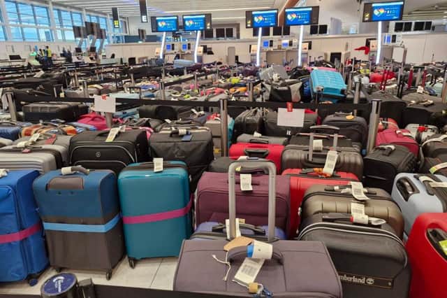 The chaotic scene as gates had to be dumped at Terminal 2 gates. 
