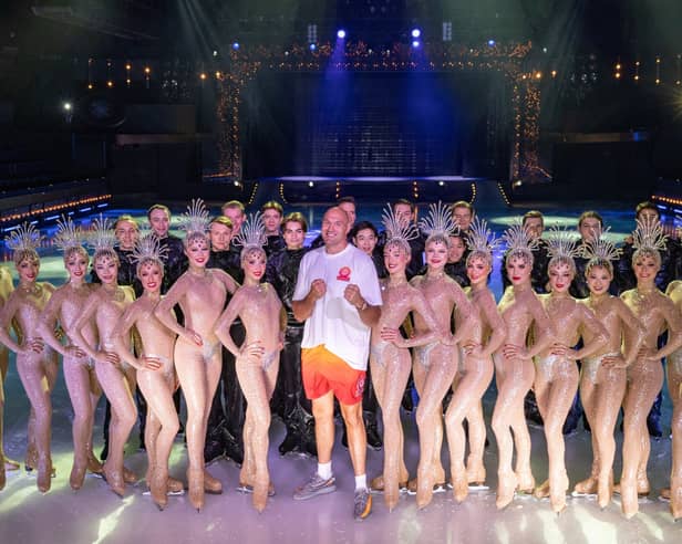The cast of Pleasure Beach Resort’s Hot Ice Show received an unexpected visit ahead of their opening night – from none other than Tyson Fury.