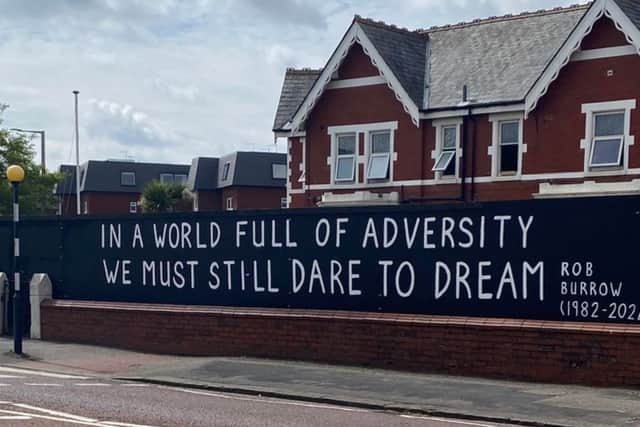 A tribute to Former rugby league player Rob Burrow who died earlier this month following a fight with motor neurone disease