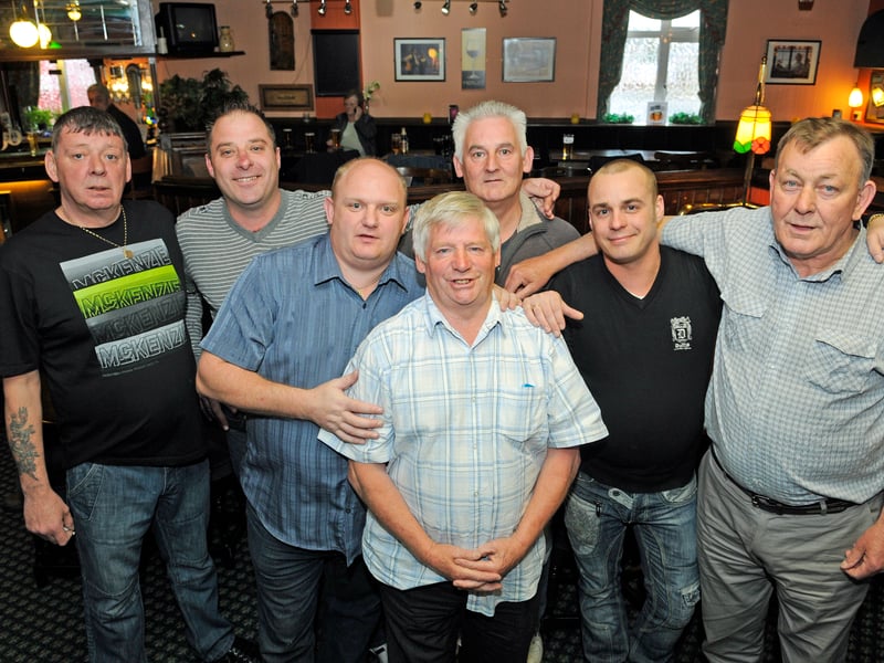 Blackpool Thursday darts league finals at the Devonshire Club.  Hop Inn team L-R Paul Dagger, David Gosney, Michael Snell, John Bell, Kevin Ingam, Jay Riley and John Burke