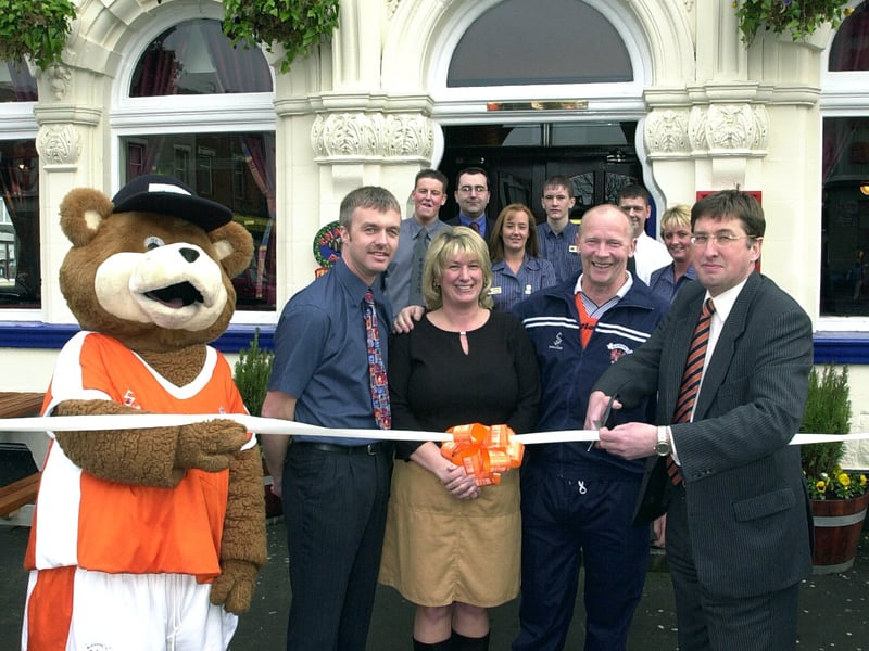Staff and Bloomfield Bear from Blackpool FC officially re-opened the Hop Inn pub on Cookson Street.
Pic shows Bloomfield Bear, pub manager Paul Fearon and wife Ruth, Derek Spence and Paul Whitehead cutting the ribbon.