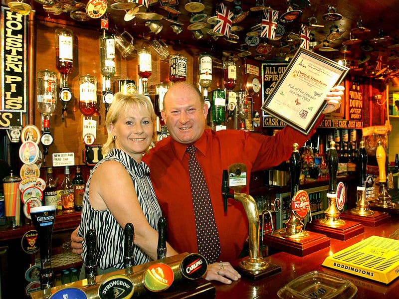 Keith Slater and Barbara Savage with their CAMRA award, at the Pump and Truncheon, Bonny Street