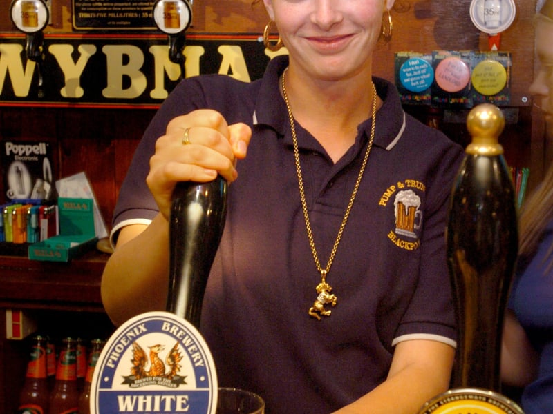 Barmaid Danielle Slater at the Pump and Truncheon Pub