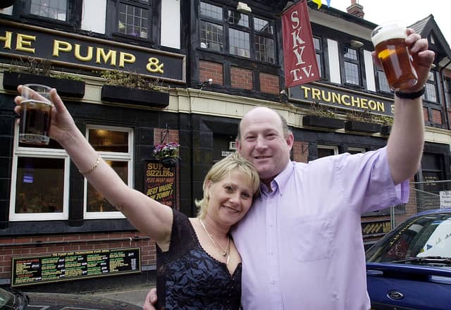Keith and Barbara Slater of the Pump and Truncheon, Bonny Street, glad to be back in business following the Grab City fire.