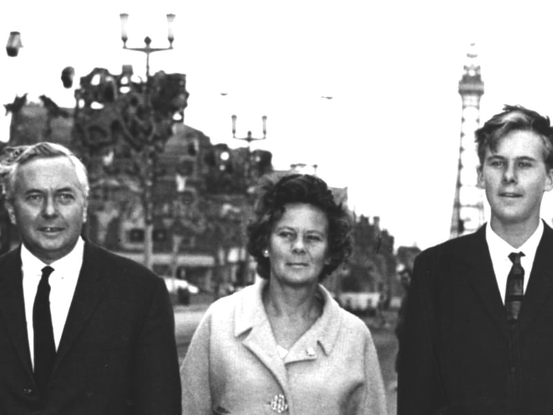 Harold Wilson with his wife Mary and son Giles on Blackpool Promenade 1964