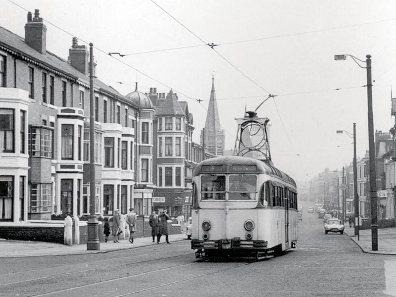 Railcoach No.224 makes its way along Dickson Road, bound for Fleetwood on the last day of the route, 27 October 1963