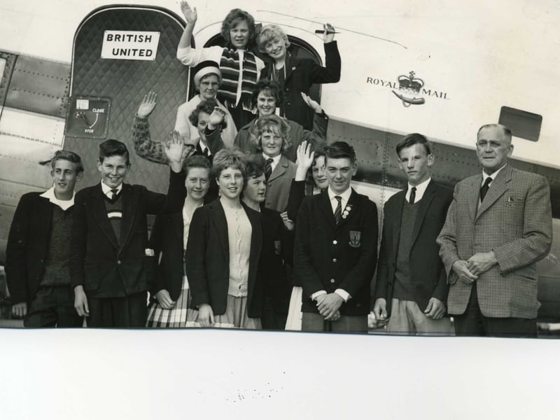 British United plane at Blackpool Airport. The passengers were pupils and staff from St George's School, Marton, where fourth and fifth-formers were undertaking an educational visit to Newcastle, Washington