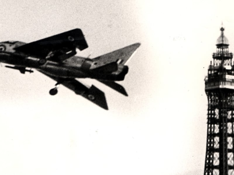 Lightning jet on a test flight in Blackpool - 1964