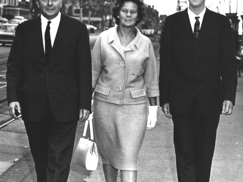 Harold Wilson with his wife Mary and son Giles on Blackpool Promenade 1964