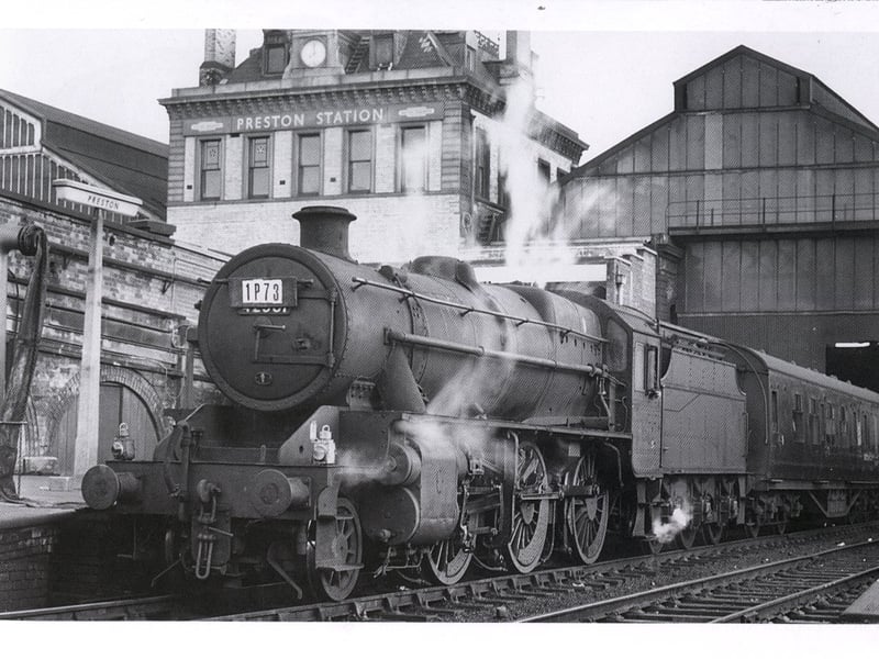 The Crewe to Blackpool train at Preston station at 8pm on Sunday August 30 1964