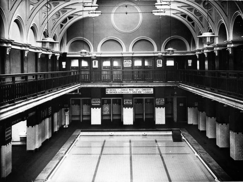 An early picture of Blackpool's oldest bath in Cocker Street where thousands of schoolchildren have learned to swim
1964