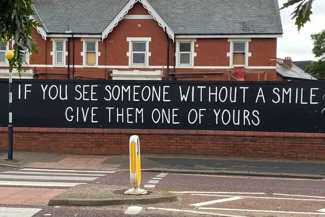 A mystery graffiti artist who has been writing messages on a fence in Ansdell has struck again