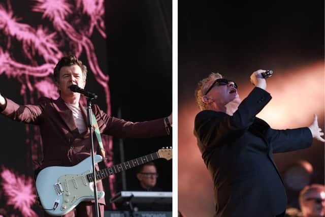 Left: Rick Astley. Right: Suggs from Madness. Credit: Lytham Festival