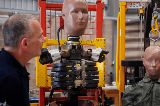 Flo Taitsch listens to expert opinion from Nigel Brayne, the Senior Instrumentation Technician.
