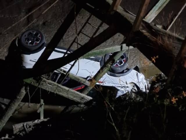 A man was charged with drink-driving after being rescued from a car which plunged into Skippool Creek (Credit: Lancashire Police)