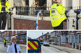Police at the scene of a fatal fire in Peter Street, Blackpool