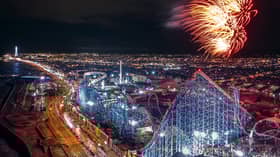 Fireworks above the Big One a Blackpool's Pleasure Beach Resort