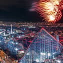 Fireworks above the Big One a Blackpool's Pleasure Beach Resort