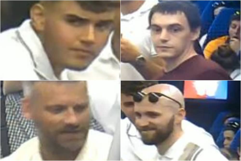 Officers want to speak to these four men after a mass brawl broke out on a train at Preston railway station