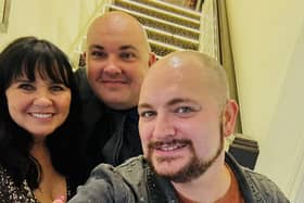 Coleen Nolan, Michael Hopkins and Liam Halewood. Colleen made it possible for Liam to propose to Michael on Loose Women.