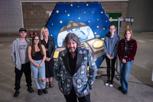 Laurence Llewelyn-Bowen pictured with pupils from Blackpool Sixth Form and tutor Laura Goodinson.