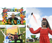 Family fun at Wanderland, a new family festival at Cottom Hall Fields, Poulton-Le-Fylde, with live music, performances, crafts and workshops, organised by Wyre Council.
