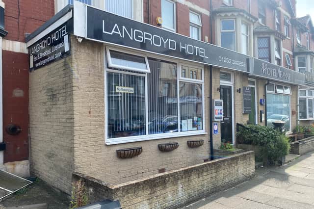 Outside of the Langroyd Hotel a mid price hotel in Blackpool South Shore