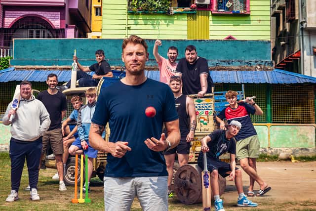 A newly released image from Freddie Flintoff's Field of Dreams On Tour. Bottom row: Ben, Kyle, Eli, Sean, Freddie, Finn, Hemi, Dylan. Top row: Adnan, Harrison, Josh,South Shore. Credit: BBC