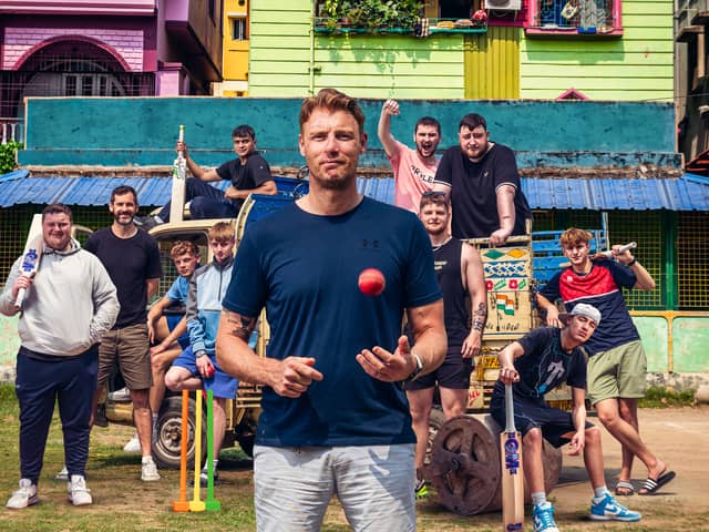 A newly released image from Freddie Flintoff's Field of Dreams On Tour. Bottom row: Ben, Kyle, Eli, Sean, Freddie, Finn, Hemi, Dylan. Top row: Adnan, Harrison, Josh,South Shore. Credit: BBC