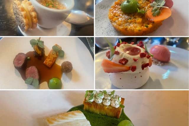 Some of the stunning food on the eight-course tasting menu at Pentonbridge Inn