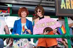 The Trito's star Diane Carson from Lytham St Annes on the Heineken UK's float at Brighton Pride 2024.