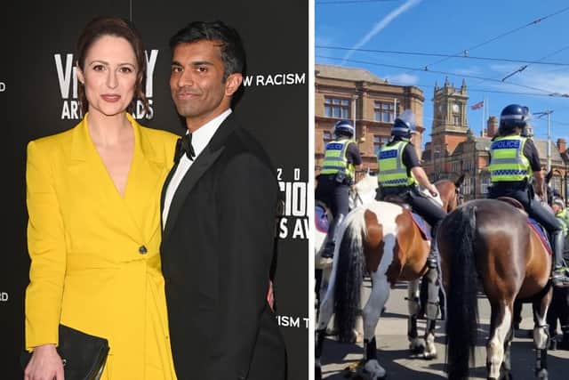 Nicola Thorp’s fiancé actor Nikesh Patel was accosted at the riots in Blackpool over the weekend.