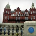The Blackpool Civic Trust plaque outside the Metropole Hotel 