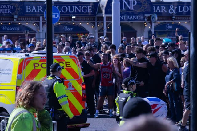 Rioters in Blackpool at the weekend