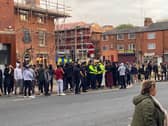 Police talking to protesters in Preston