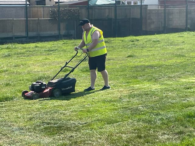 Coun Paul Wilshaw at work at Cavendish Road Park