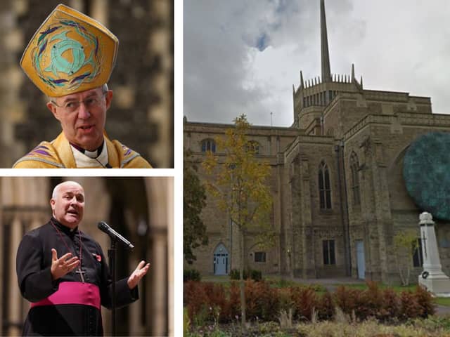 The Archbishops of Canterbury (top) and York (bottom) acknowledged the "concerning background" to the case of Canon Andrew Hindley, who worked in Blackburn diocese for thirty years. Credit: Google Maps and Getty