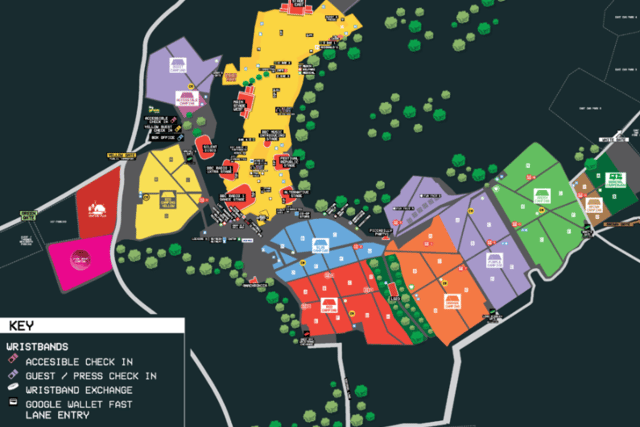 The layout of the camp grounds at this year's Leeds Festival at Bramham Park - the further away from the main arena, the more inclined people are to want a more "reserved" festival experience.
