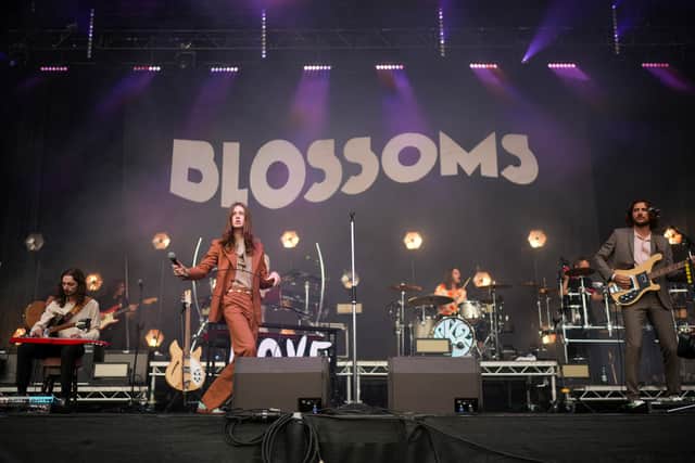 Singer Tom Ogden of Blossoms performs during day two of the Tramlines Festival 2021 at Hillsborough Park on July 24, 2021 in Sheffield, England.